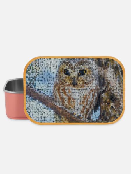 Nächtliche Eulen-Mosaik - Lunch Box - Hellrosa
