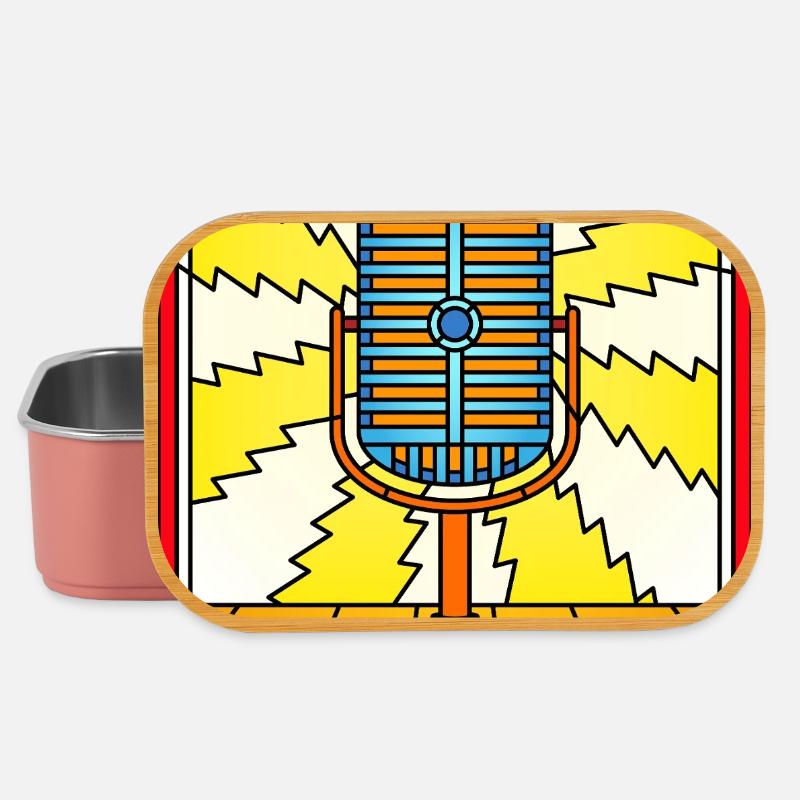 Retro Microphone Lightning Burst - Lunch Box - light pink