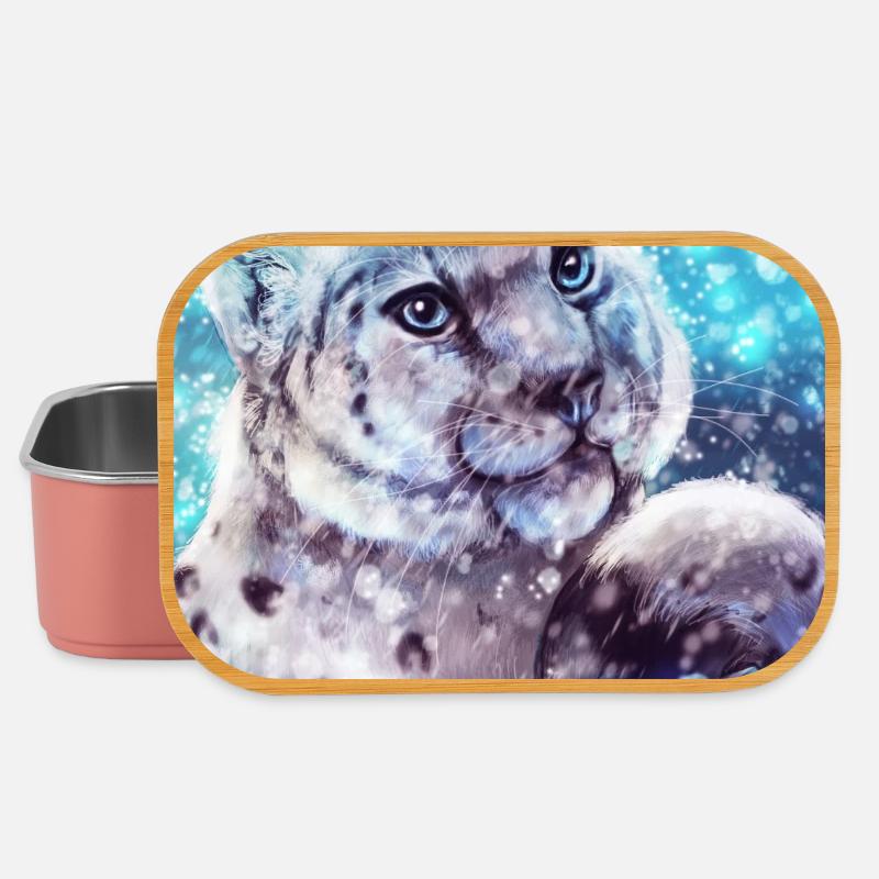 Schneeleopard Poster - Lunch Box - Hellrosa