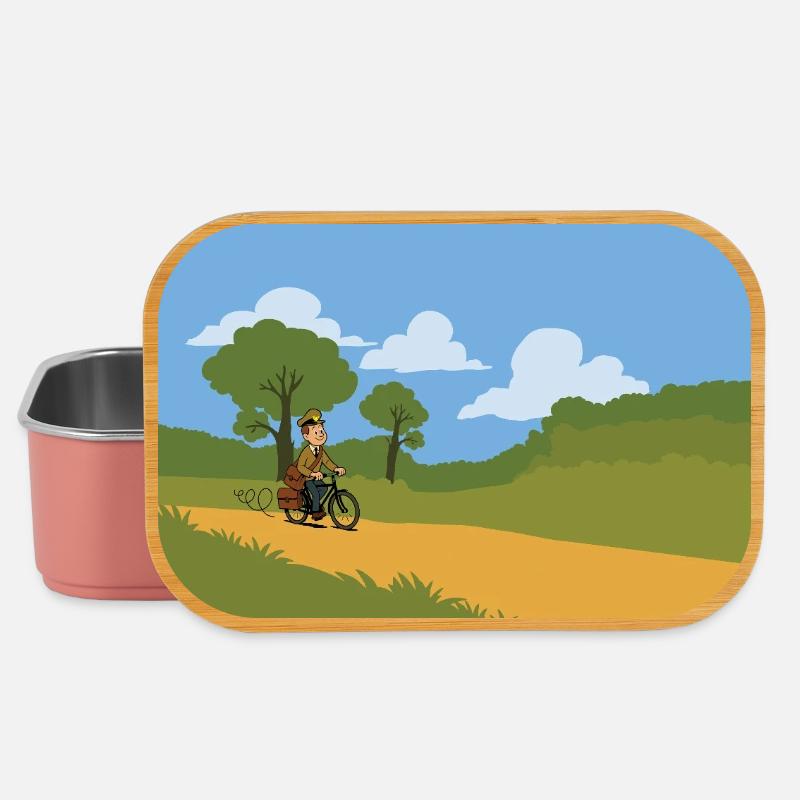 Postman on a bicycle - Lunch Box - light pink