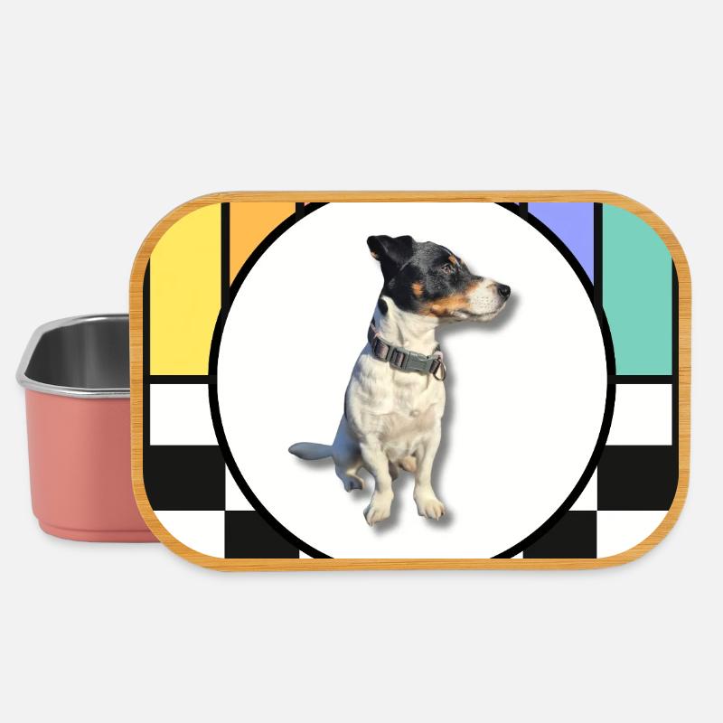 Hund im Regenbogenrahmen - Lunch Box - Hellrosa
