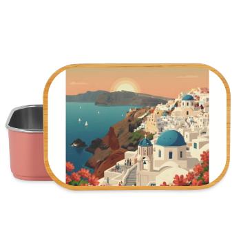 Sunset Santorini Vista - Lunch Box - light pink - Front