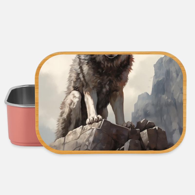Illustration de Loup - Boîte à goûter - rose clair