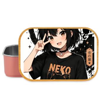 Neko Nachtkatze Shirt - Lunch Box - Hellrosa - Vorne