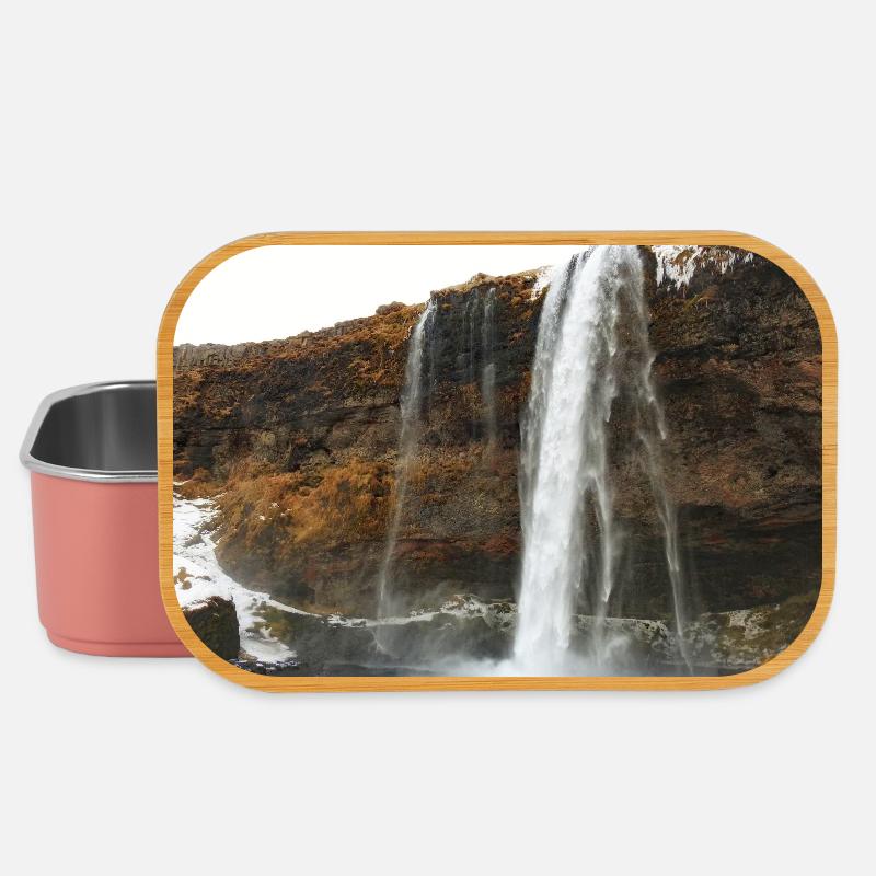 Wunderschöner Wasserfall im Winter - Lunch Box - Hellrosa