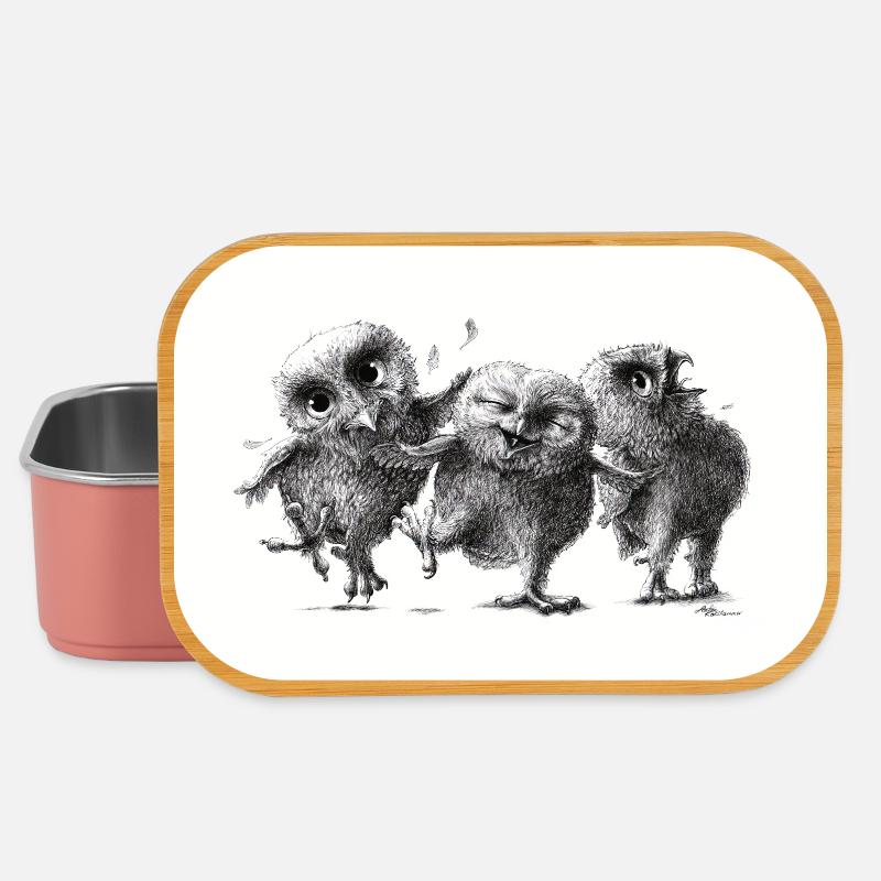 Drei lustige freche Eulen - Lunch Box - Hellrosa