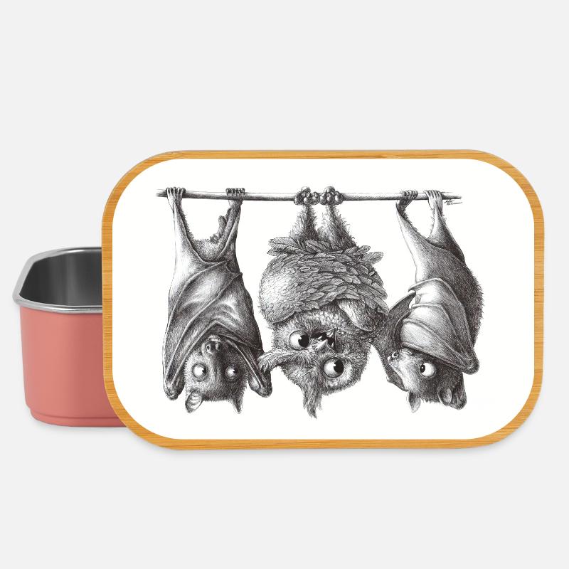Vampire owl and bats - Lunch Box - light pink