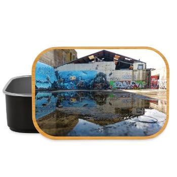 Urbane Reflexionen – Blaues Graffiti - Lunch Box - Schwarz - Vorne