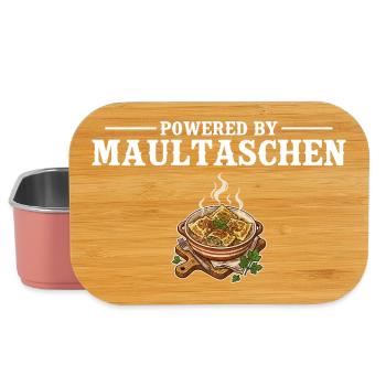 Powered by Maultaschen – Schwabe Geschenk - Lunch Box - Hellrosa - Vorne