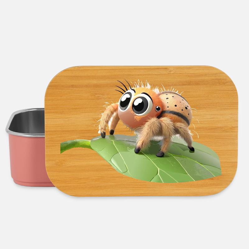 Curious little philippus spider on a leaf - Lunch Box - light pink