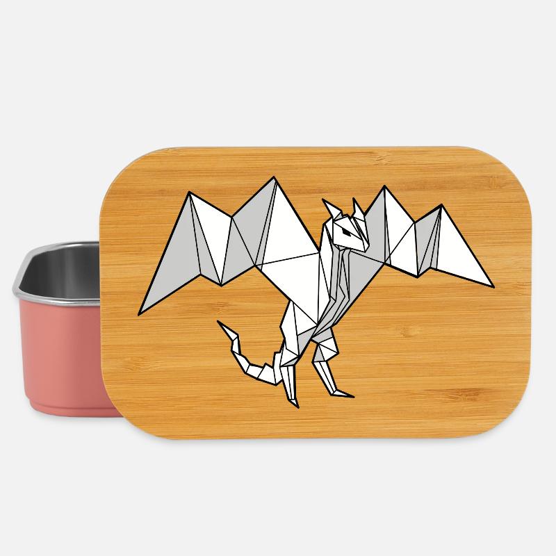 Origami de dragons géométriques - Boîte à goûter - rose clair