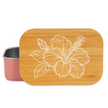 Line Art Hibiscus Flower Ornament - Lunch Box - light pink - Front