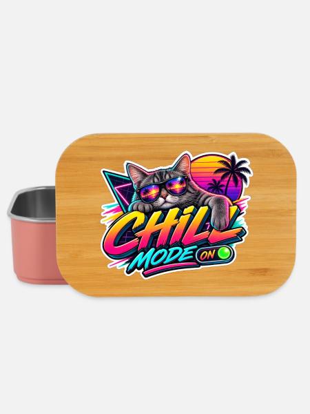 Katzen Chillmodus Neon 80er - Lunch Box - Hellrosa