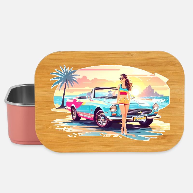 Fille avec voiture de sport 2 - Boîte à goûter - rose clair