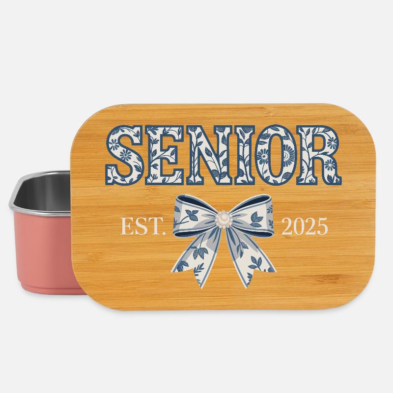 Senior Est 2025 Floral Bow Graduating Class - Lunch Box - light pink