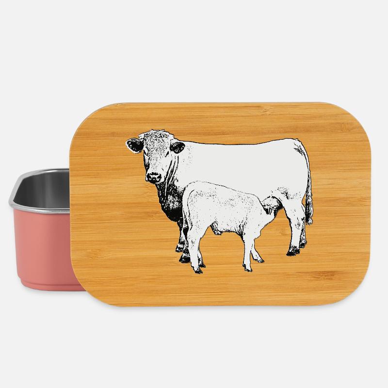 Charolais Rind mit Kalb - Lunch Box - Hellrosa
