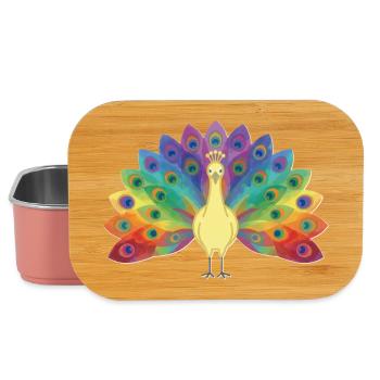 Regenbogenpfau in Federn - Lunch Box - Hellrosa - Vorne
