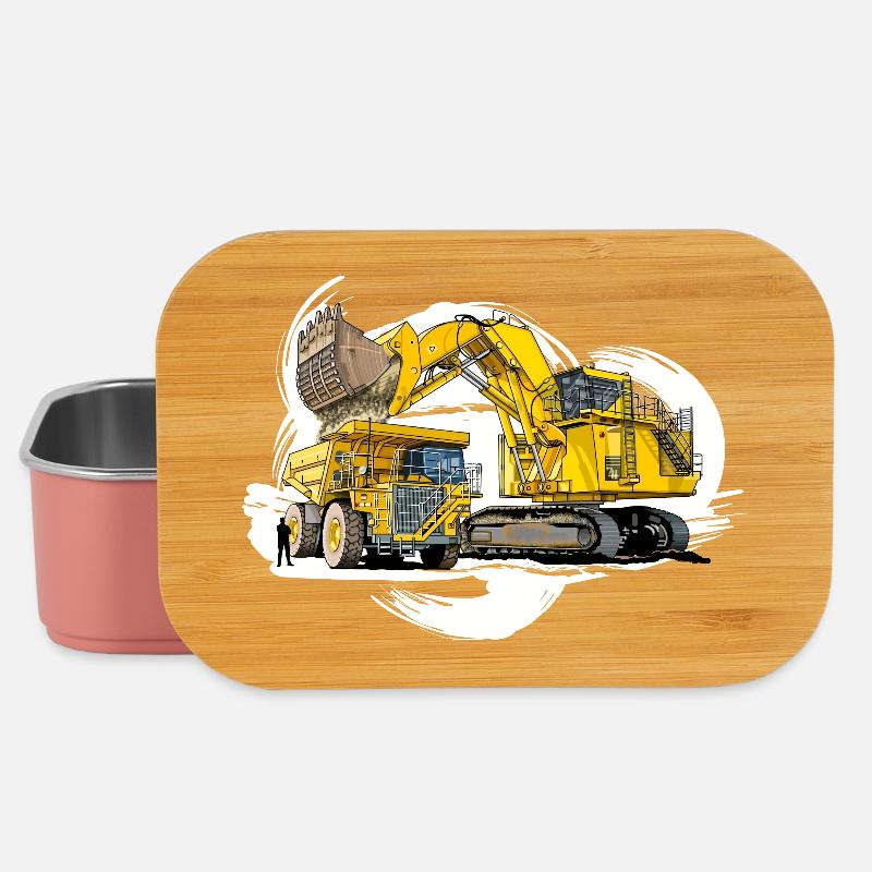 Mega machines on the construction site - Lunch Box - light pink