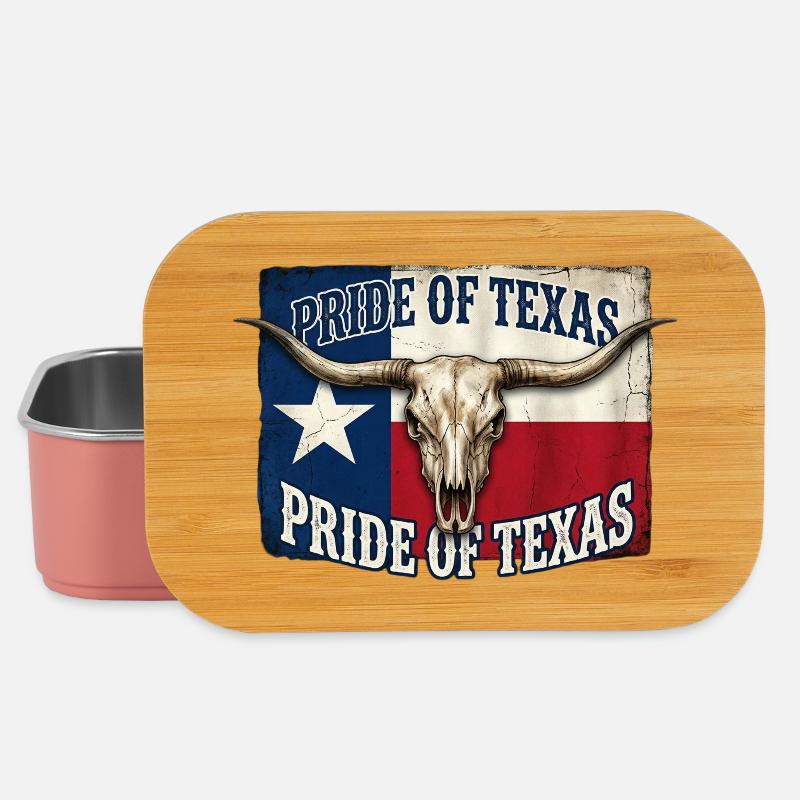 Texas Pride Horns Skull - Lunch Box - light pink
