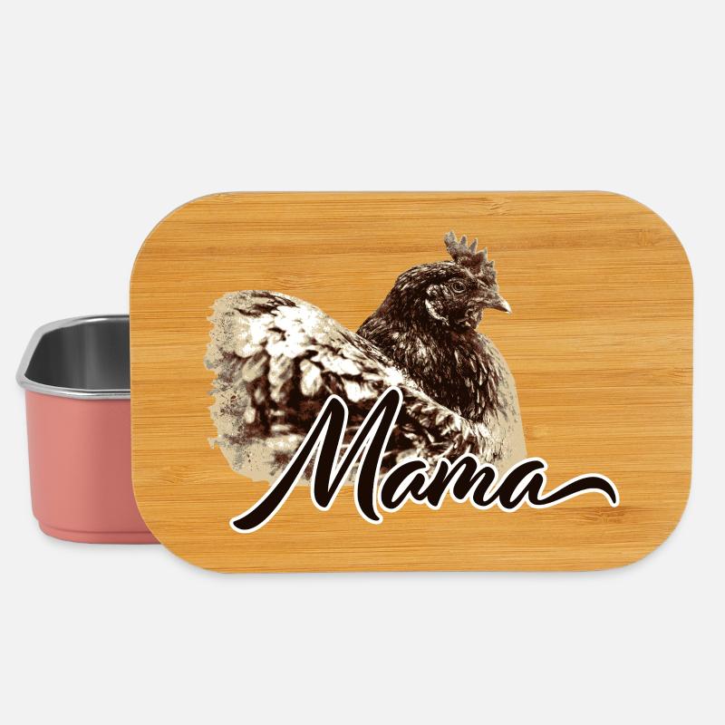 Charmante illustration de poulet avec motif de mère - Boîte à goûter - rose clair