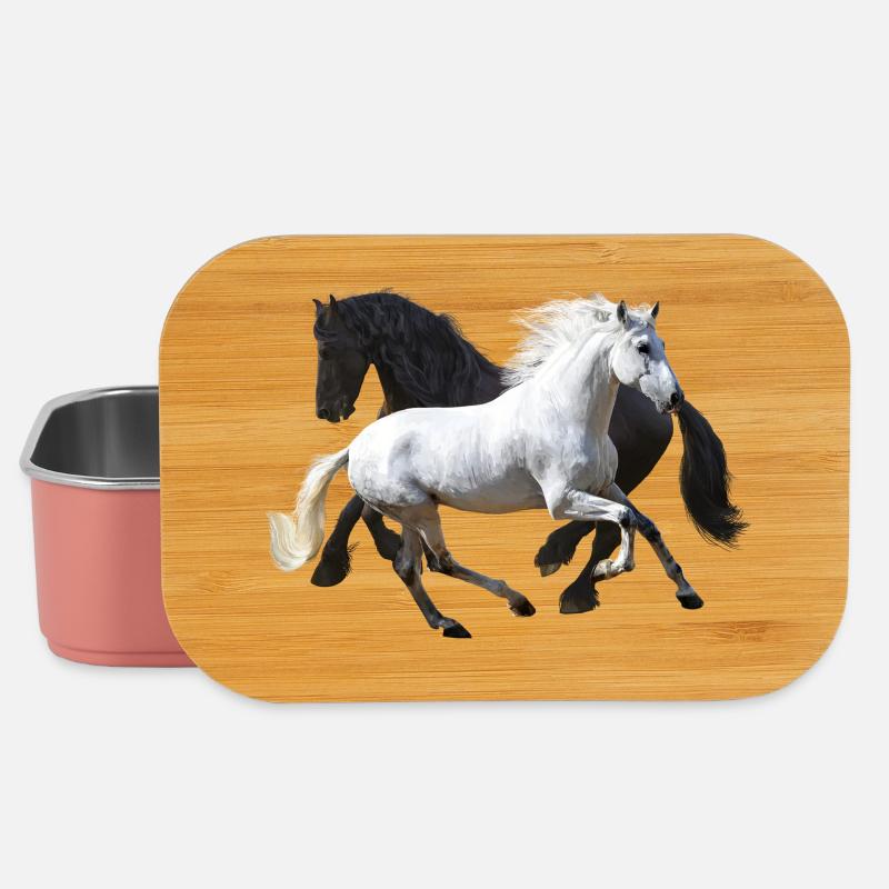 Chevaux - Boîte à goûter - rose clair