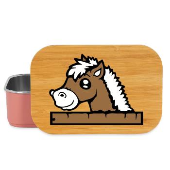Pferd hinter Zaun versteckt Holz Mauer Stalltür - Lunch Box - Hellrosa - Vorne