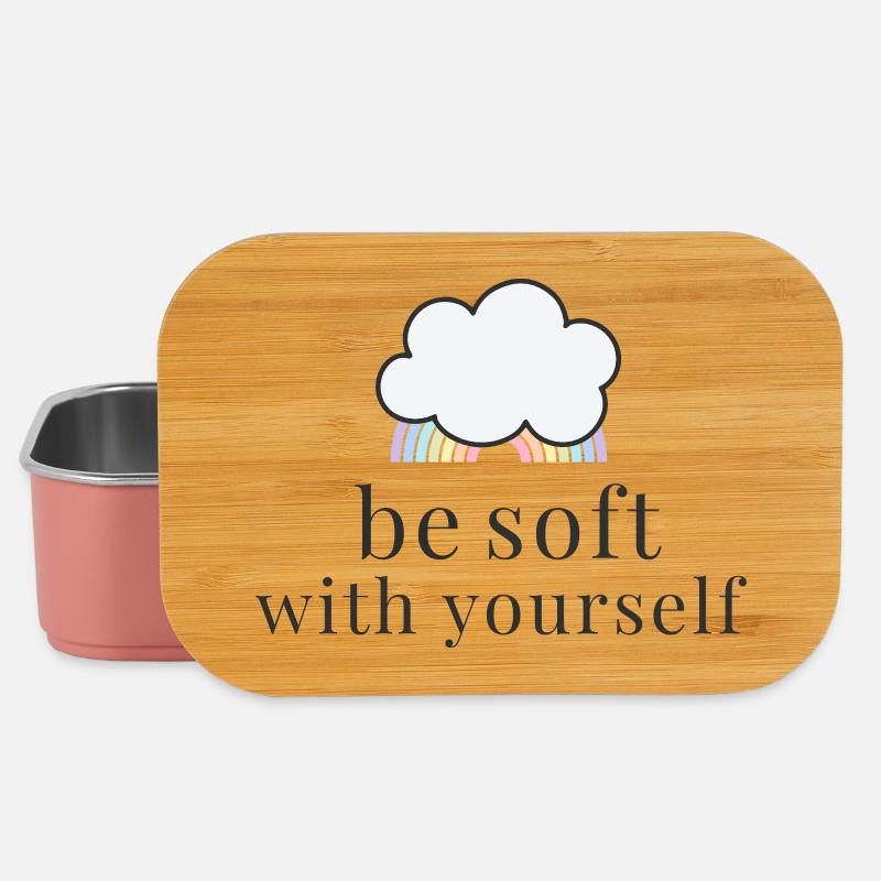 Be Soft With Yourself Wolke mit Pastell Regenbogen - Lunch Box - Hellrosa