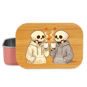 Cozy Skeleton Couple with Cups – Warm Moments - Lunch Box - light pink - Front