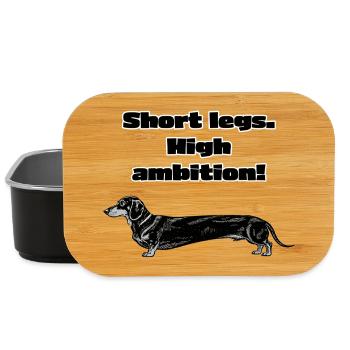 Short Legs, High Ambition – Dackel Spruch - Lunch Box - Schwarz - Vorne
