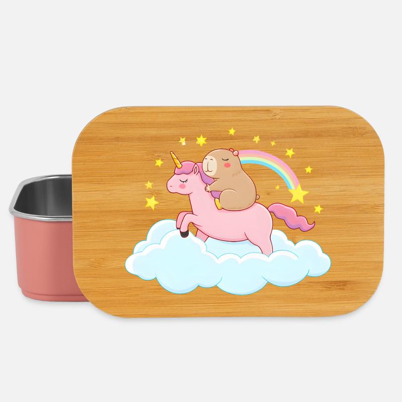 Capybara und Einhorn – eine traumhafte Reise - Lunch Box - Hellrosa