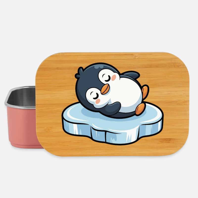 Schlafender Pinguin auf Eis - Lunch Box - Hellrosa