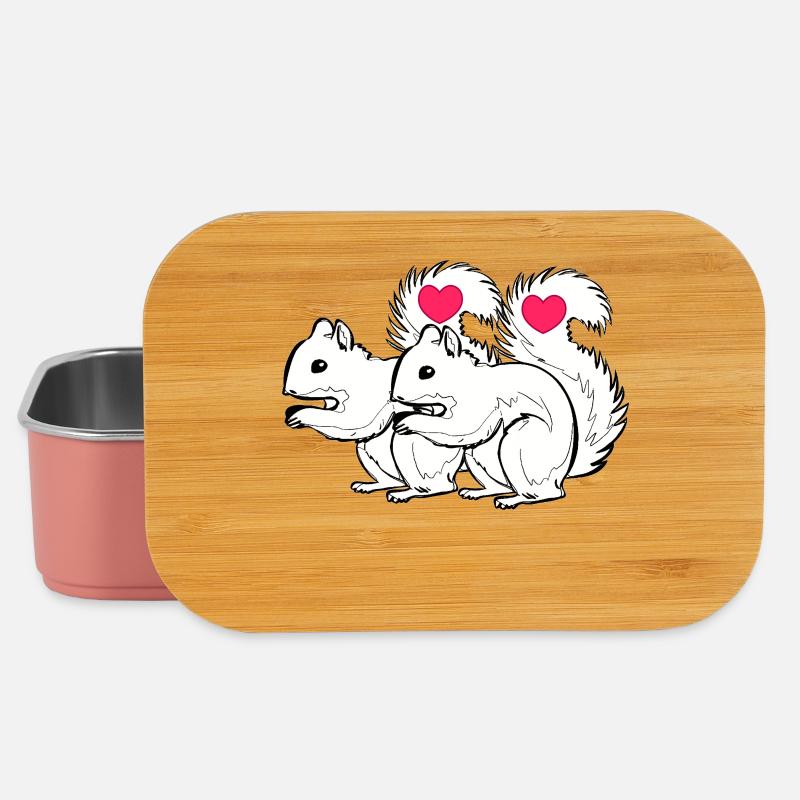 Eichhörnchen Paar Liebe Valentinstag verliebt - Lunch Box - Hellrosa