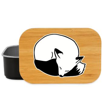 Renard dormant : mignon, kawaii et style bande dessinée - Boîte à goûter - noir - Devant