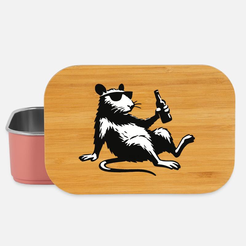 Ratte mit Flasche Sonnenbrille - Lunch Box - Hellrosa