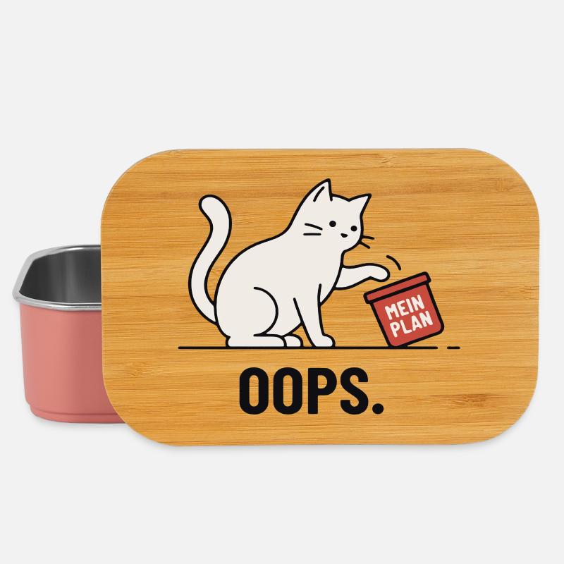 Mein Plan… Oops – Lustige Katze - Lunch Box - Hellrosa