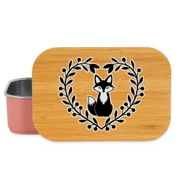 Niedlicher Fuchs im Blätterkranz – Handgezeichnete - Lunch Box - Hellrosa - Vorne