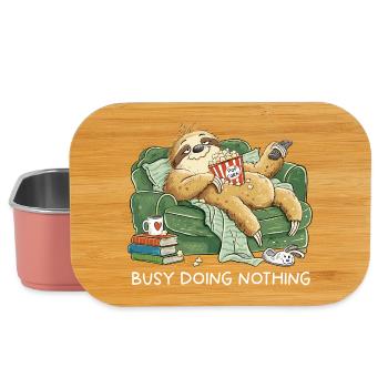 Busy Doing Nothing Faultier Couch Popcorn - Lunch Box - Hellrosa - Vorne