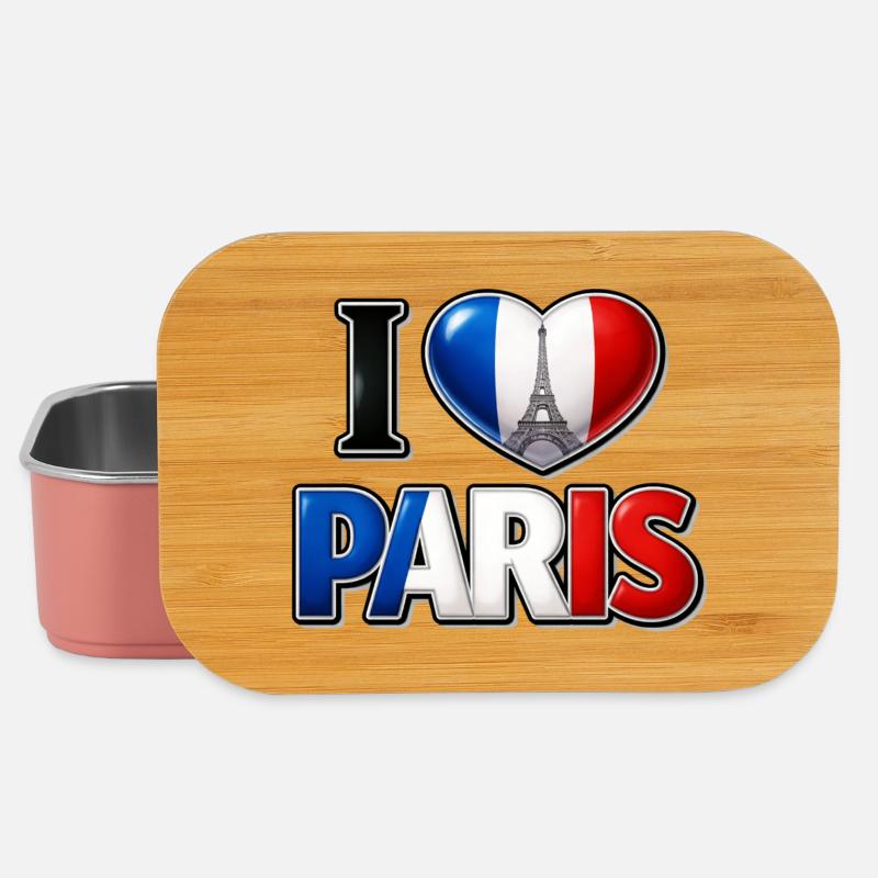 Ich liebe Paris – Trikolore, Herz und Eiffelturm - Lunch Box - Hellrosa