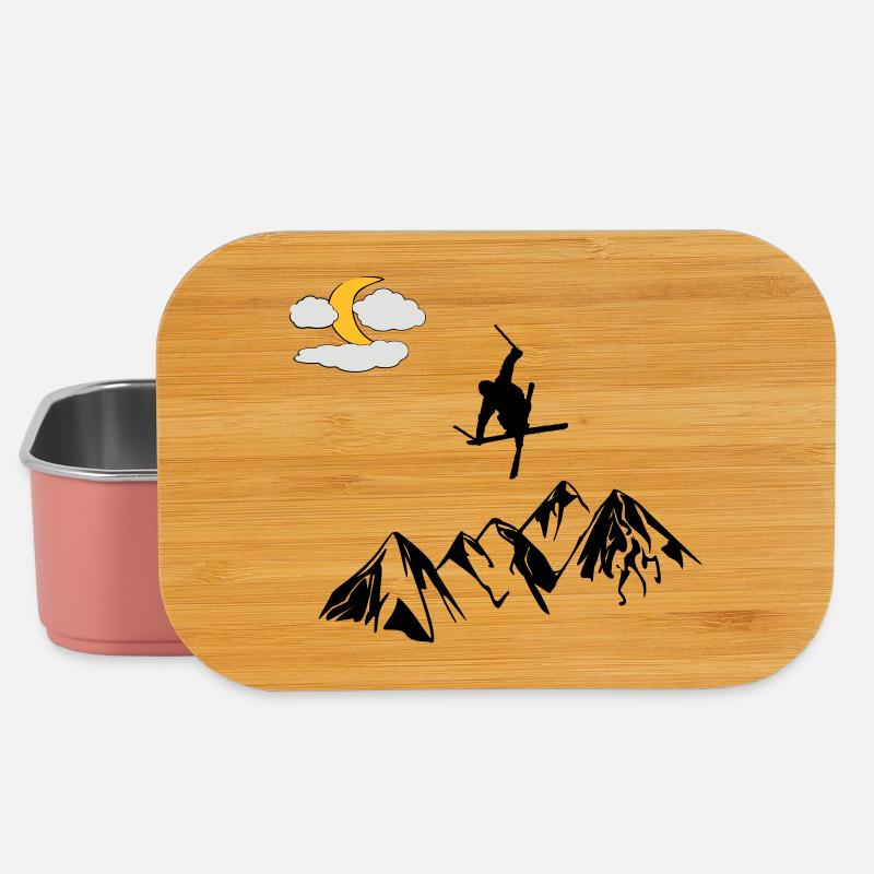 Berg mit Ski Freestyler - Lunch Box - Hellrosa