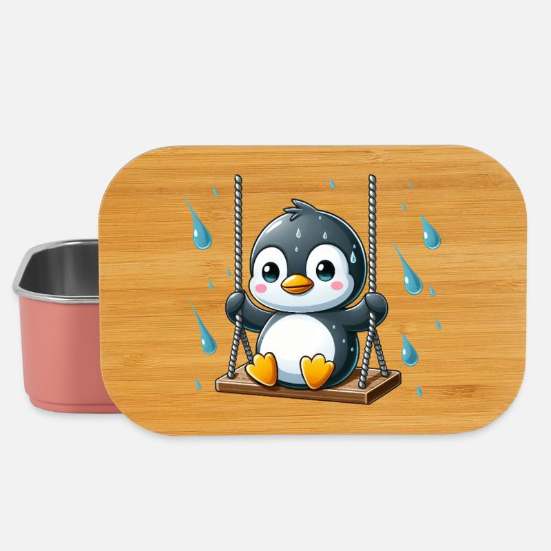 Kawaii Pinguin Introvert Emotionale Vibes Regen - Lunch Box - Hellrosa