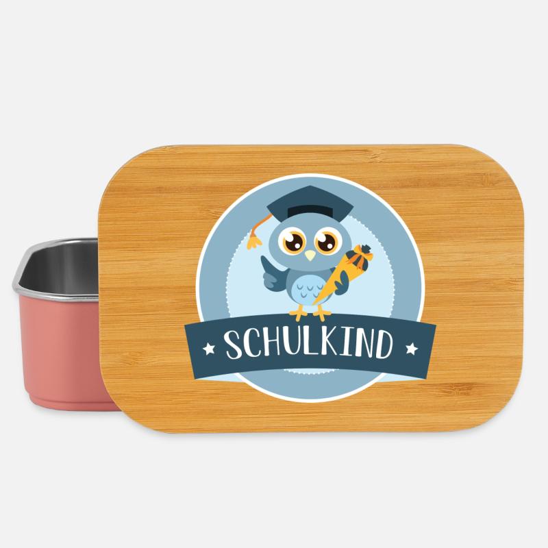 Schulkind Eule mit Zuckertüte - Lunch Box - Hellrosa