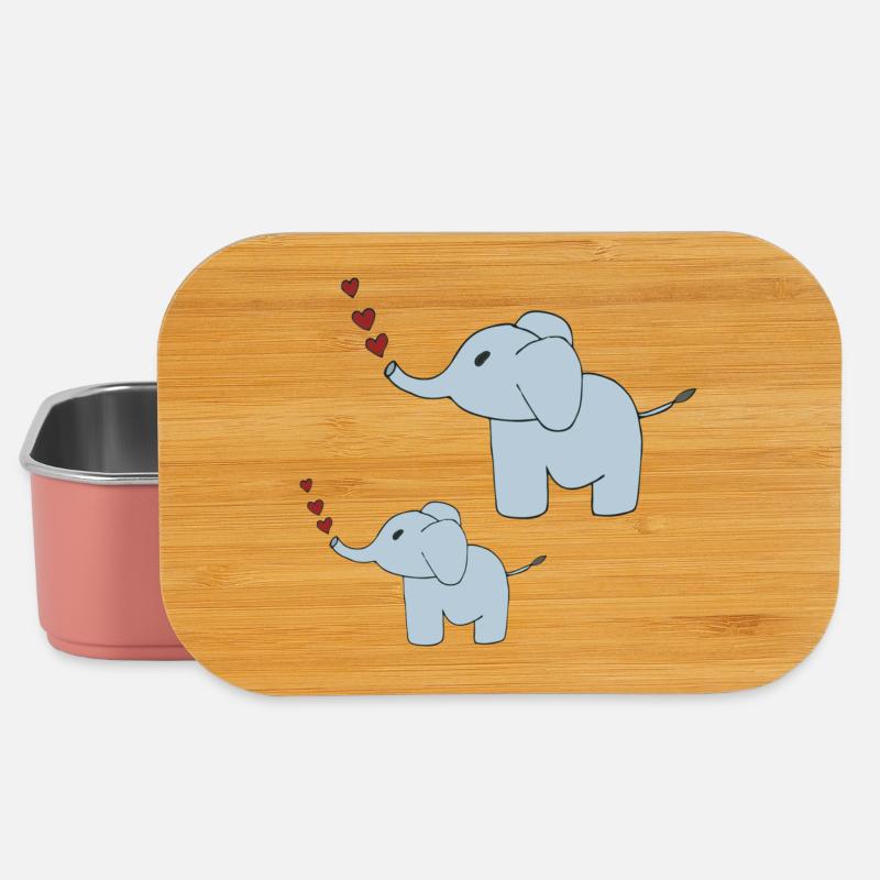 Elephants father and son - Lunch Box - light pink