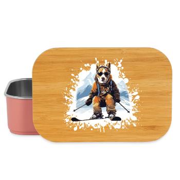 Jack Russel Terrier Hund Ski Skifahren - Lunch Box - Hellrosa - Vorne
