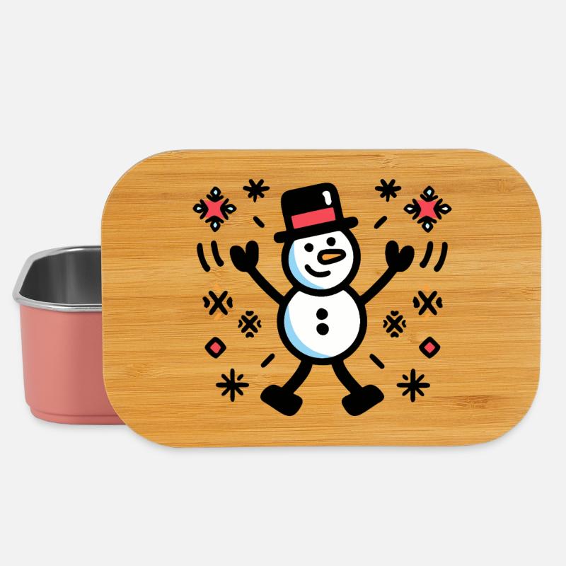 Cheerful Snowman Comic Winter - Lunch Box - light pink