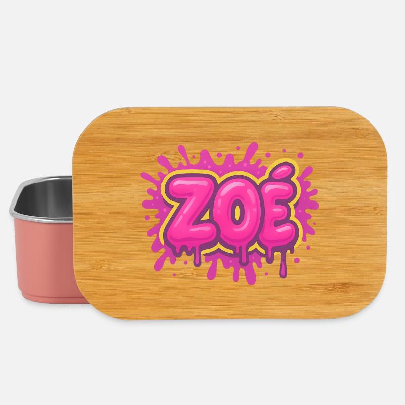 Graffiti  Zoé Prénom cadeau idéal imprimable - Boîte à goûter - rose clair