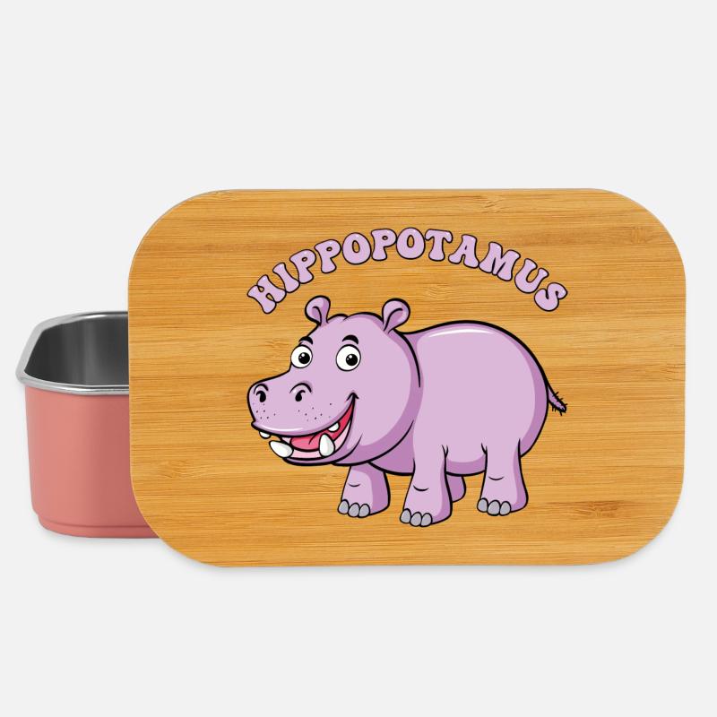 Hippopotame violet dessin animé sourire - Boîte à goûter - rose clair
