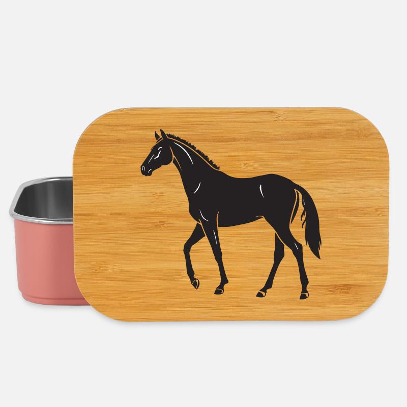 Elegantes schwarzes Pferd Silhouette Design - Lunch Box - Hellrosa