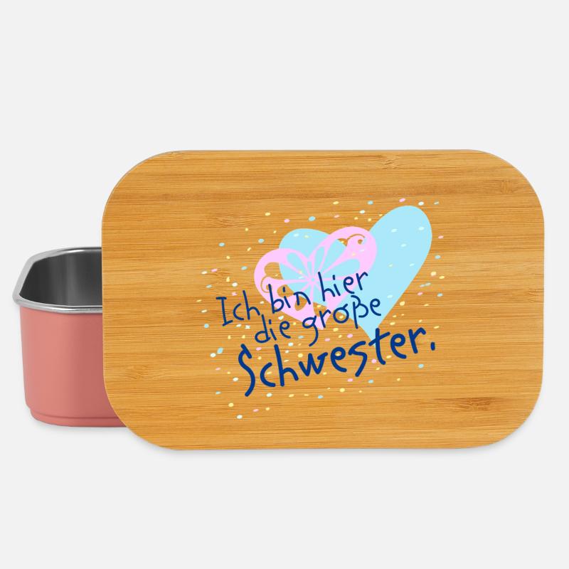 Große Schwester, Herz Confetti Motiv - Lunch Box - Hellrosa