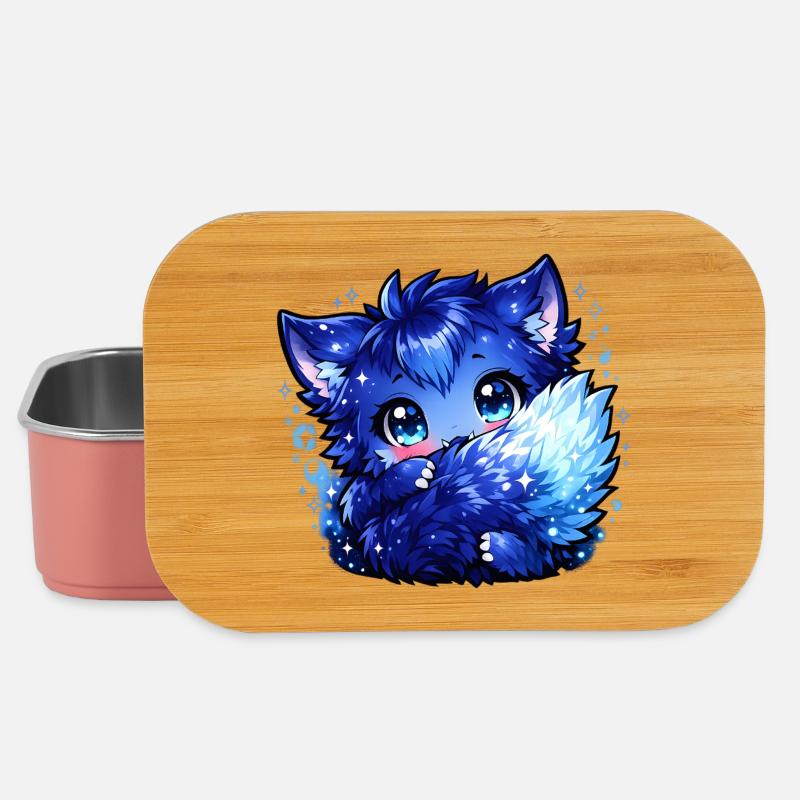 Blauer Eisfuchs Chibi-Design - Lunch Box - Hellrosa