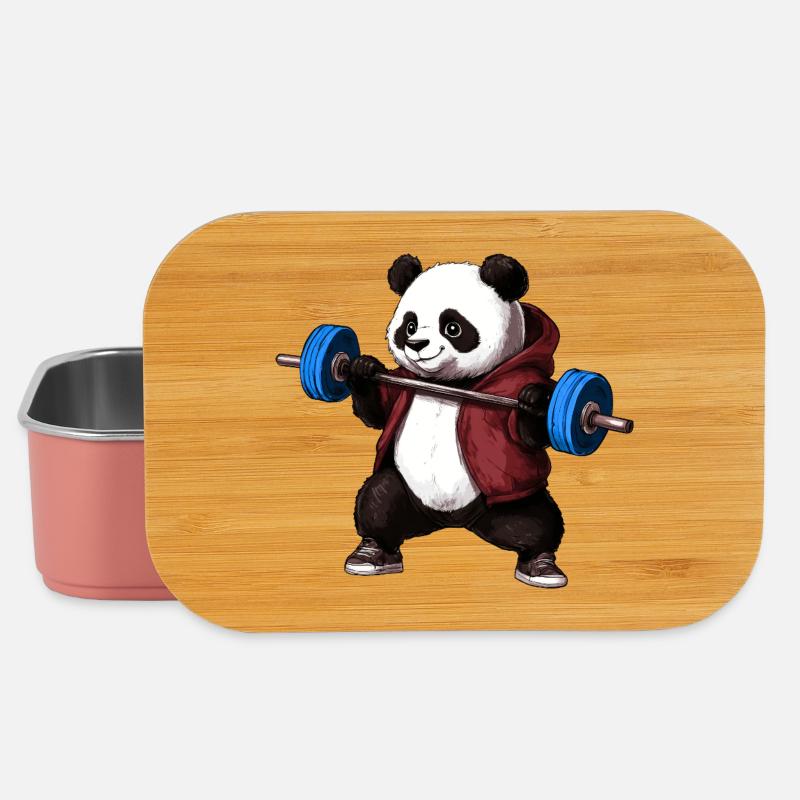 Panda with barbell - Lunch Box - light pink